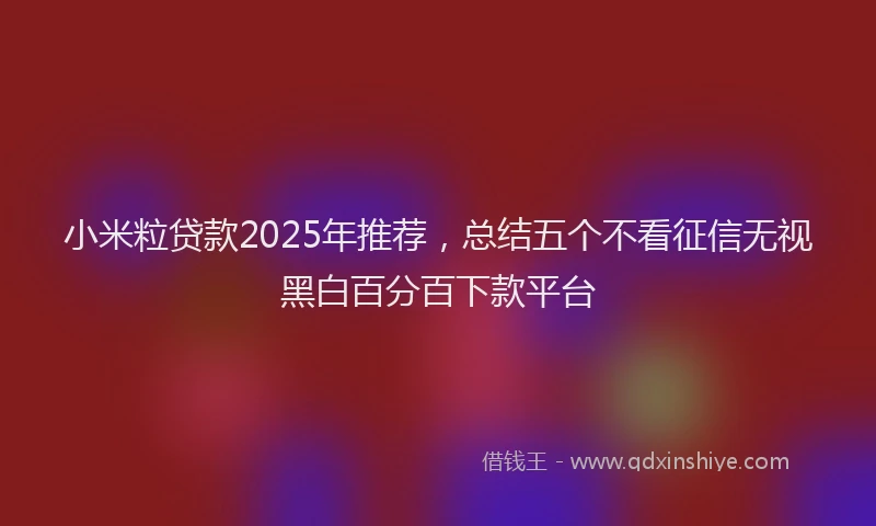 小米粒贷款2025年推荐，总结五个不看征信无视黑白百分百下款平台