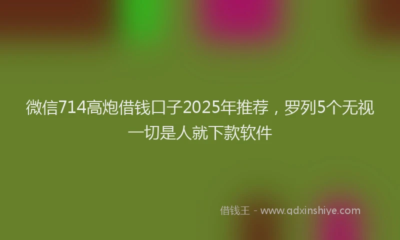 微信714高炮借钱口子2025年推荐，罗列5个无视一切是人就下款软件
