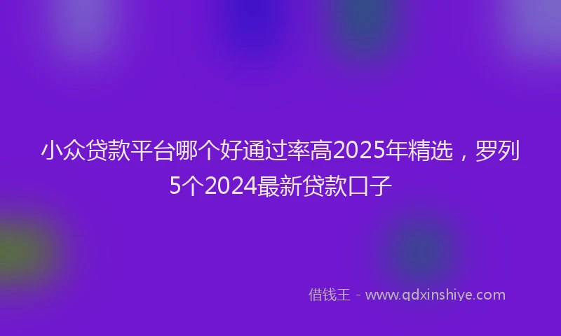 小众贷款平台哪个好通过率高2025年精选，罗列5个2024最新贷款口子