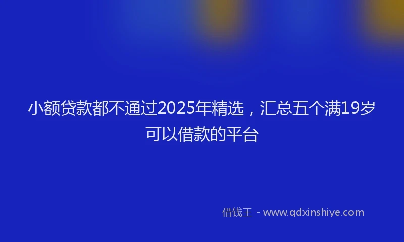 小额贷款都不通过2025年精选，汇总五个满19岁可以借款的平台
