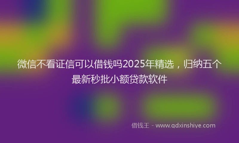 微信不看证信可以借钱吗2025年精选，归纳五个最新秒批小额贷款软件