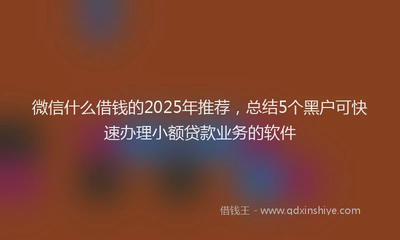 微信什么借钱的2025年推荐，总结5个黑户可快速办理小额贷款业务的软件
