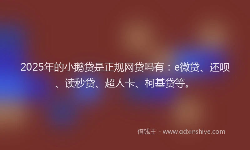 2025年的小鹅贷是正规网贷吗有：e微贷、还呗、读秒贷、超人卡、柯基贷等。