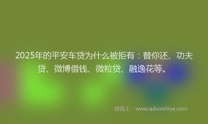2025年的平安车贷为什么被拒有：替你还、功夫贷、微博借钱、微粒贷、融逸花等。