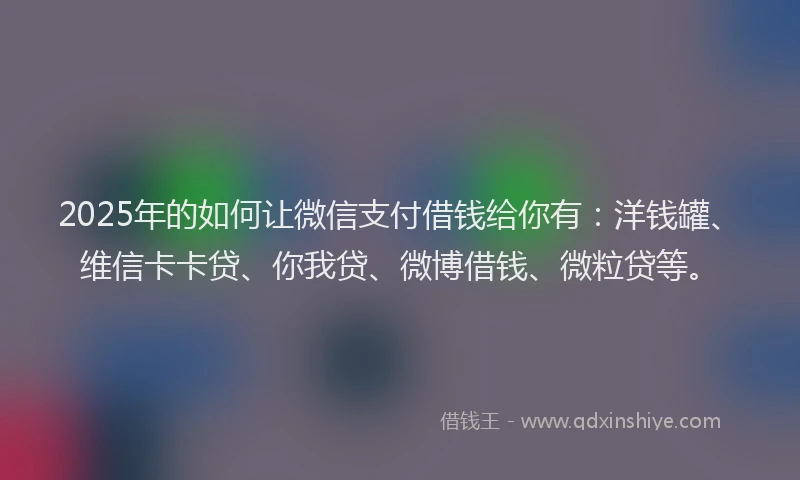 2025年的如何让微信支付借钱给你有：洋钱罐、维信卡卡贷、你我贷、微博借钱、微粒贷等。