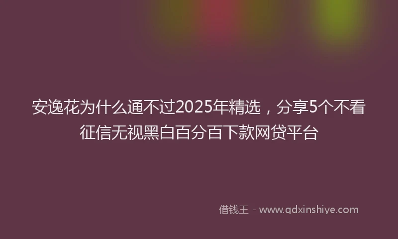安逸花为什么通不过2025年精选，分享5个不看征信无视黑白百分百下款网贷平台