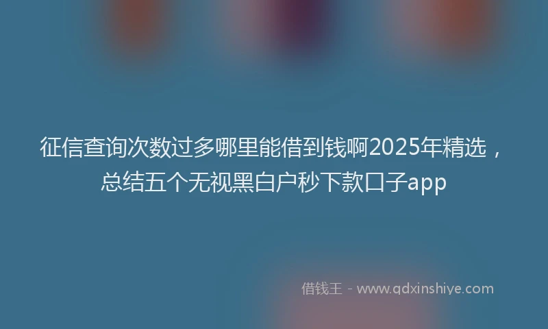 征信查询次数过多哪里能借到钱啊2025年精选，总结五个无视黑白户秒下款口子app