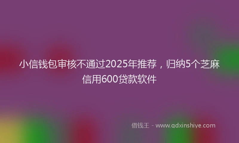 小信钱包审核不通过2025年推荐，归纳5个芝麻信用600贷款软件