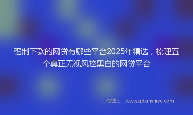 强制下款的网贷有哪些平台2025年精选，梳理五个真正无视风控黑白的网贷平台