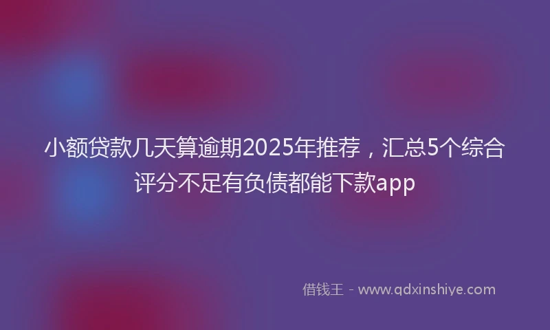 小额贷款几天算逾期2025年推荐，汇总5个综合评分不足有负债都能下款app