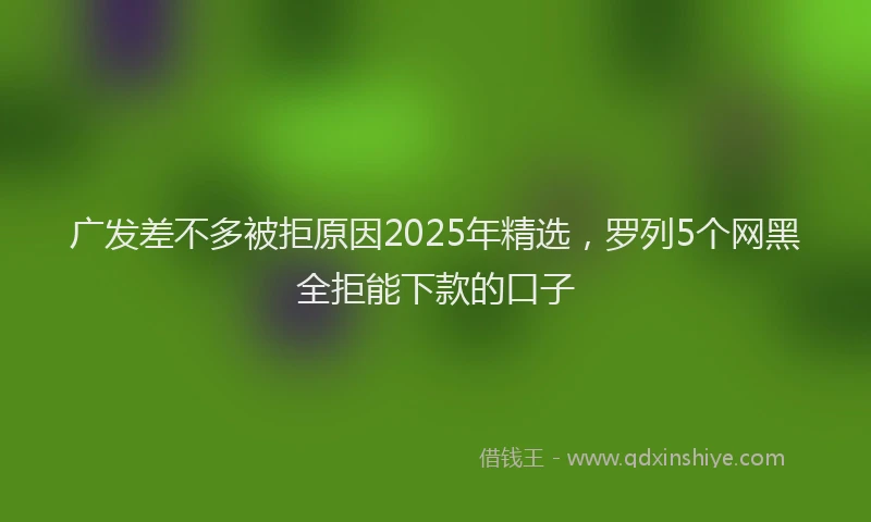 广发差不多被拒原因2025年精选，罗列5个网黑全拒能下款的口子