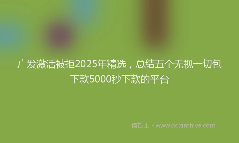 广发激活被拒2025年精选，总结五个无视一切包下款5000秒下款的平台