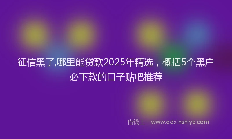 征信黑了,哪里能贷款2025年精选，概括5个黑户必下款的口子贴吧推荐