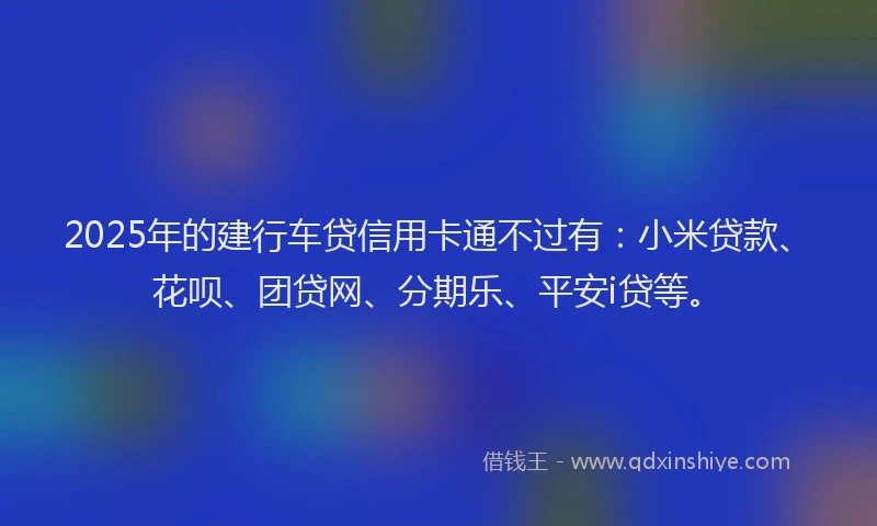 2025年的建行车贷信用卡通不过有：小米贷款、花呗、团贷网、分期乐、平安i贷等。