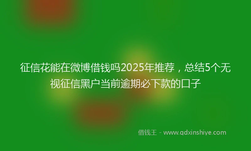 征信花能在微博借钱吗2025年推荐，总结5个无视征信黑户当前逾期必下款的口子