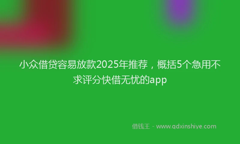 小众借贷容易放款2025年推荐，概括5个急用不求评分快借无忧的app
