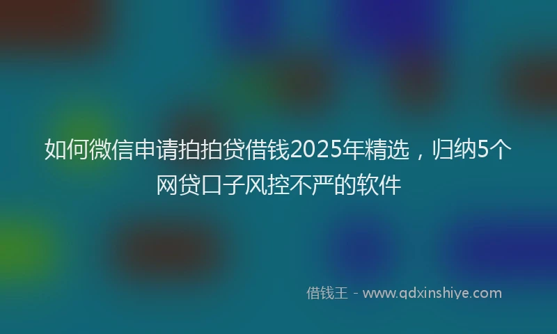 如何微信申请拍拍贷借钱2025年精选，归纳5个网贷口子风控不严的软件