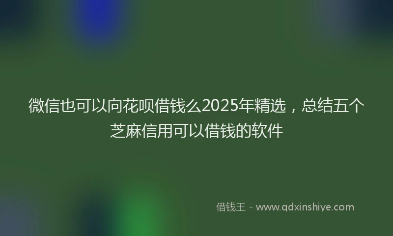 微信也可以向花呗借钱么2025年精选，总结五个芝麻信用可以借钱的软件