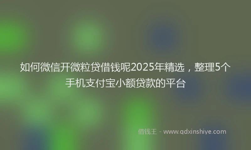 如何微信开微粒贷借钱呢2025年精选，整理5个手机支付宝小额贷款的平台