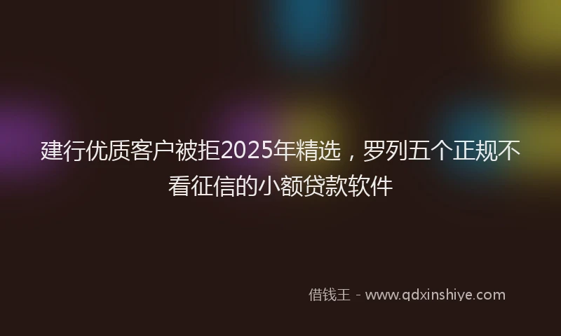 建行优质客户被拒2025年精选，罗列五个正规不看征信的小额贷款软件