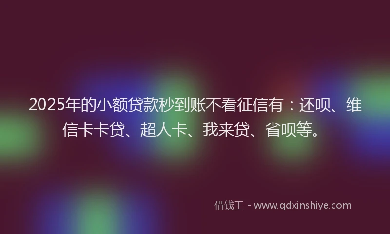 2025年的小额贷款秒到账不看征信有：还呗、维信卡卡贷、超人卡、我来贷、省呗等。