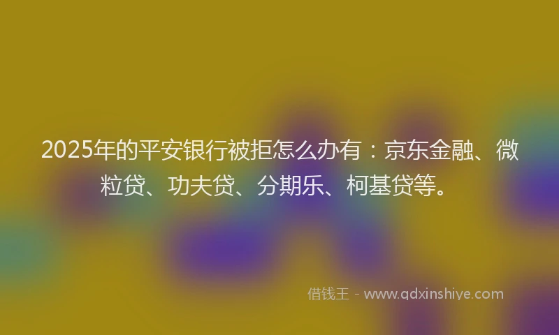 2025年的平安银行被拒怎么办有：京东金融、微粒贷、功夫贷、分期乐、柯基贷等。