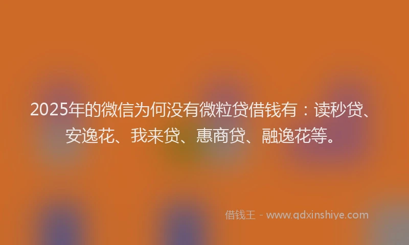 2025年的微信为何没有微粒贷借钱有：读秒贷、安逸花、我来贷、惠商贷、融逸花等。