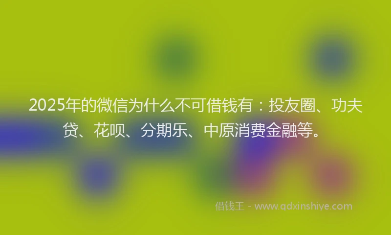 2025年的微信为什么不可借钱有：投友圈、功夫贷、花呗、分期乐、中原消费金融等。