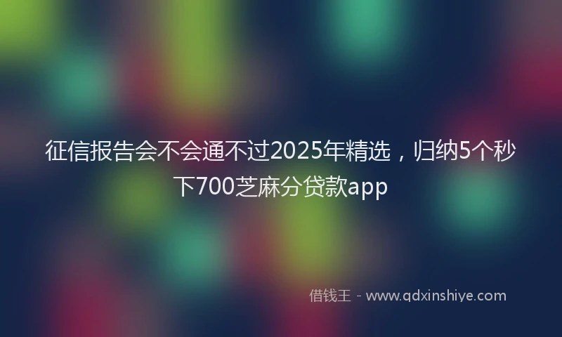 征信报告会不会通不过2025年精选，归纳5个秒下700芝麻分贷款app