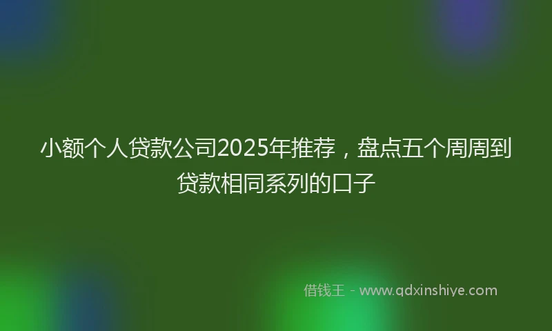 小额个人贷款公司2025年推荐，盘点五个周周到贷款相同系列的口子