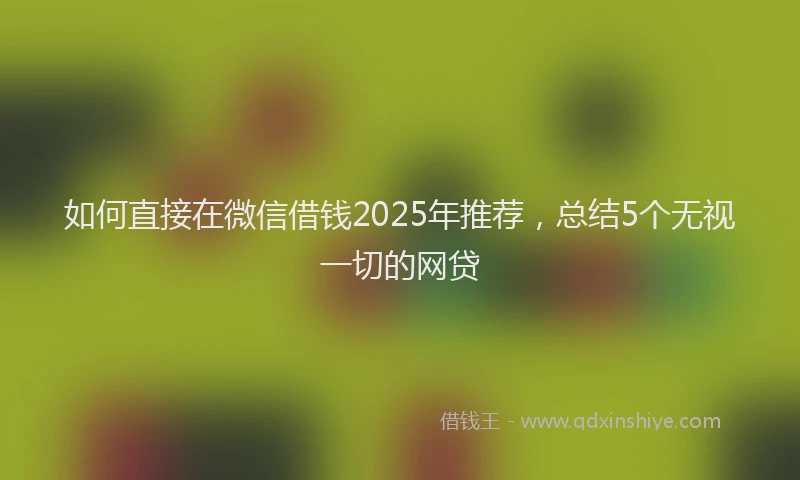 如何直接在微信借钱2025年推荐，总结5个无视一切的网贷