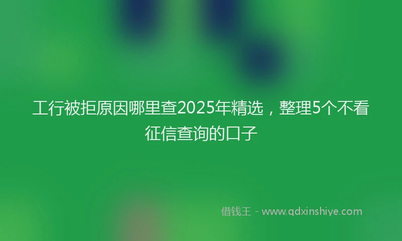 工行被拒原因哪里查2025年精选，整理5个不看征信查询的口子