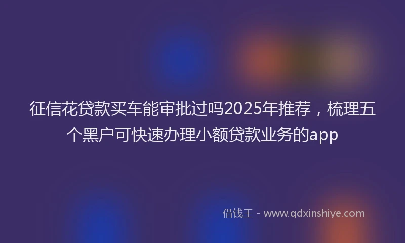 征信花贷款买车能审批过吗2025年推荐，梳理五个黑户可快速办理小额贷款业务的app