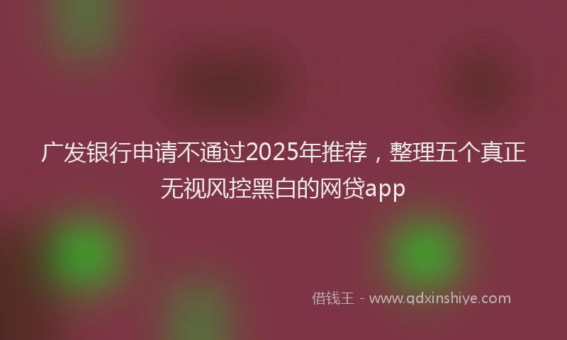 广发银行申请不通过2025年推荐，整理五个真正无视风控黑白的网贷app