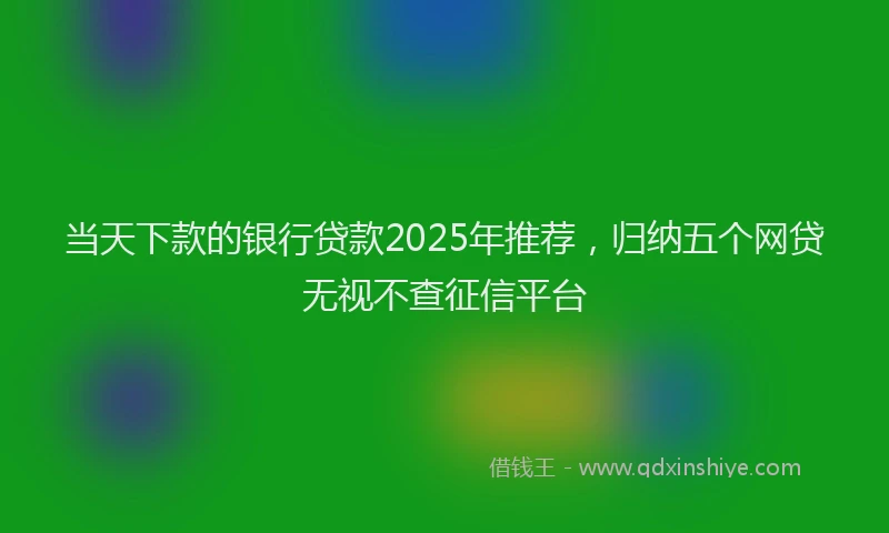 当天下款的银行贷款2025年推荐，归纳五个网贷无视不查征信平台