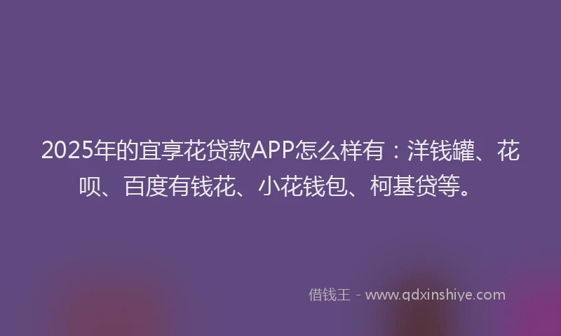 2025年的宜享花贷款APP怎么样有：洋钱罐、花呗、百度有钱花、小花钱包、柯基贷等。