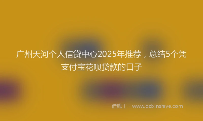 广州天河个人信贷中心2025年推荐，总结5个凭支付宝花呗贷款的口子