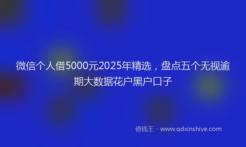 微信个人借5000元2025年精选，盘点五个无视逾期大数据花户黑户口子