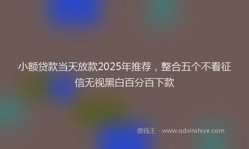小额贷款当天放款2025年推荐，整合五个不看征信无视黑白百分百下款
