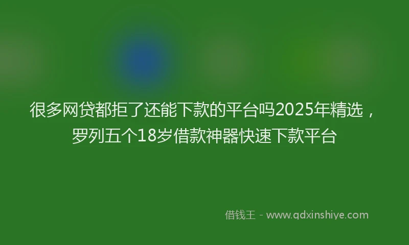 很多网贷都拒了还能下款的平台吗2025年精选，罗列五个18岁借款神器快速下款平台