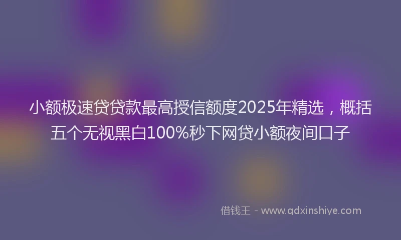 小额极速贷贷款最高授信额度2025年精选，概括五个无视黑白100%秒下网贷小额夜间口子