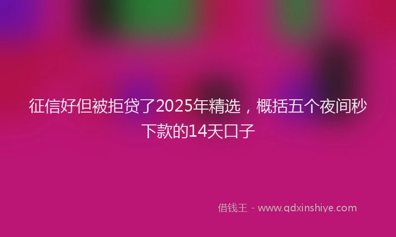 征信好但被拒贷了2025年精选，概括五个夜间秒下款的14天口子