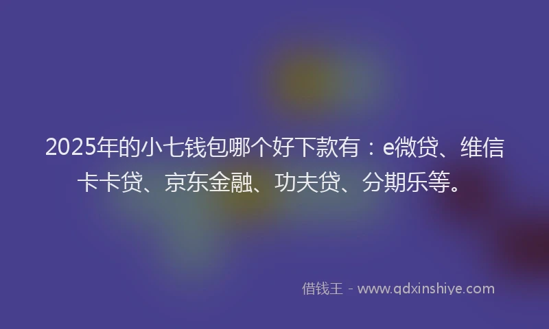 2025年的小七钱包哪个好下款有：e微贷、维信卡卡贷、京东金融、功夫贷、分期乐等。