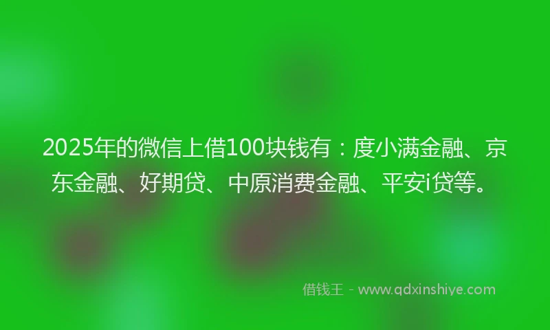 2025年的微信上借100块钱有：度小满金融、京东金融、好期贷、中原消费金融、平安i贷等。