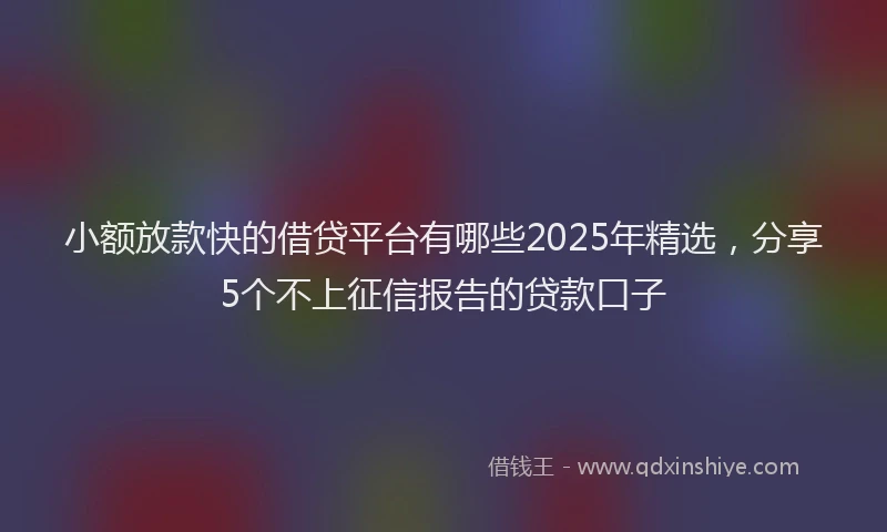 小额放款快的借贷平台有哪些2025年精选，分享5个不上征信报告的贷款口子