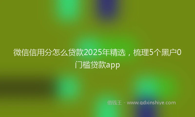 微信信用分怎么贷款2025年精选，梳理5个黑户0门槛贷款app
