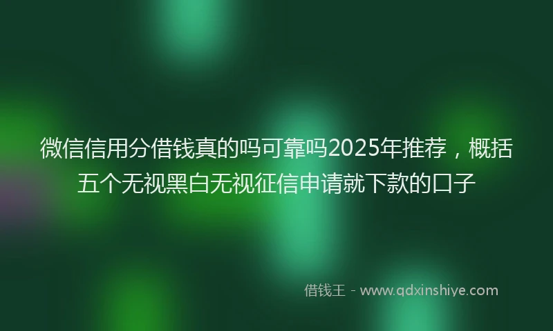微信信用分借钱真的吗可靠吗2025年推荐，概括五个无视黑白无视征信申请就下款的口子
