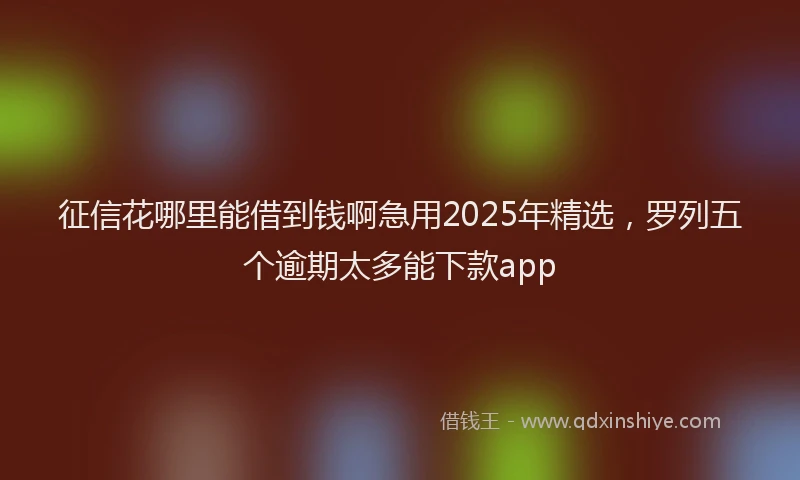 征信花哪里能借到钱啊急用2025年精选，罗列五个逾期太多能下款app