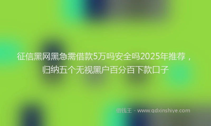 征信黑网黑急需借款5万吗安全吗2025年推荐，归纳五个无视黑户百分百下款口子