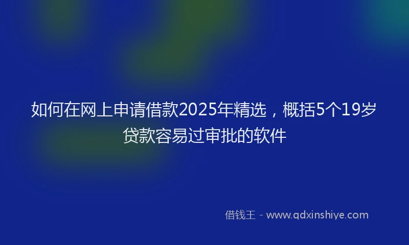 如何在网上申请借款2025年精选，概括5个19岁贷款容易过审批的软件